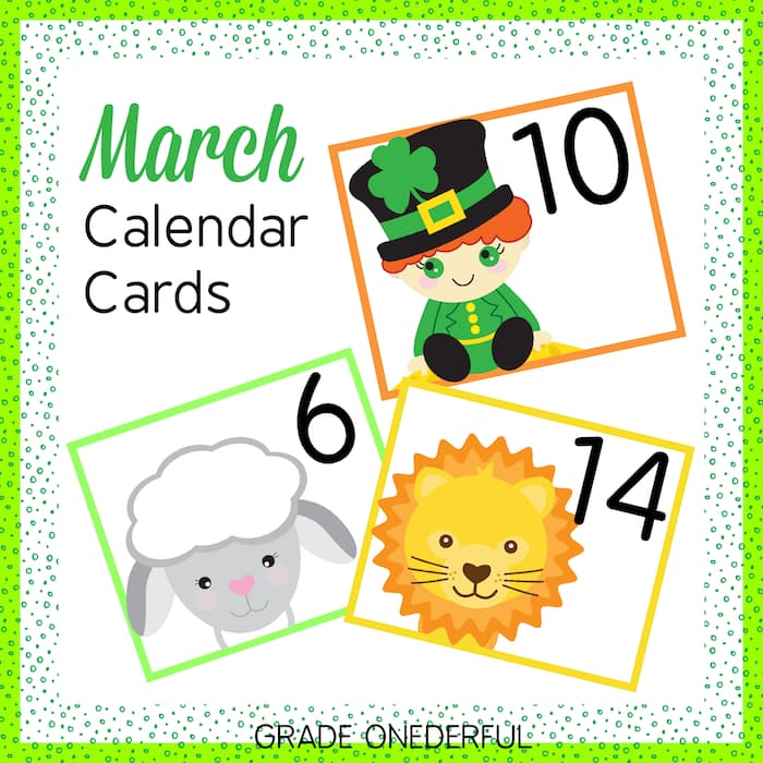 Free March Calendar Cards for the primary classroom