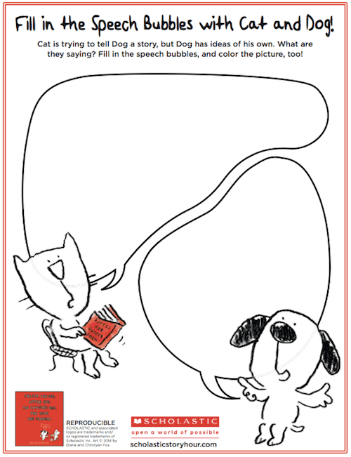 Fill in the Speech Bubble. A Cat, Dog and Little Red activity.