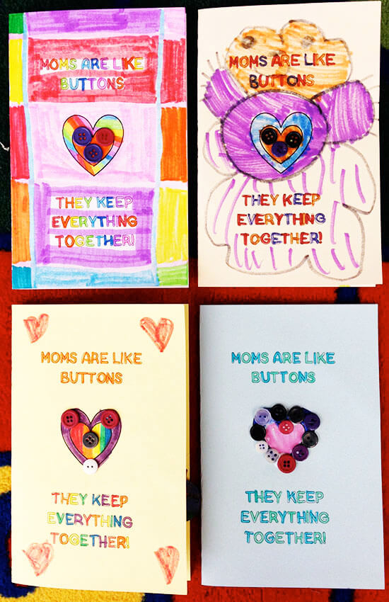Cute button card for kids to make for Mother's Day Cute button card for kids to make for Mother's Day
