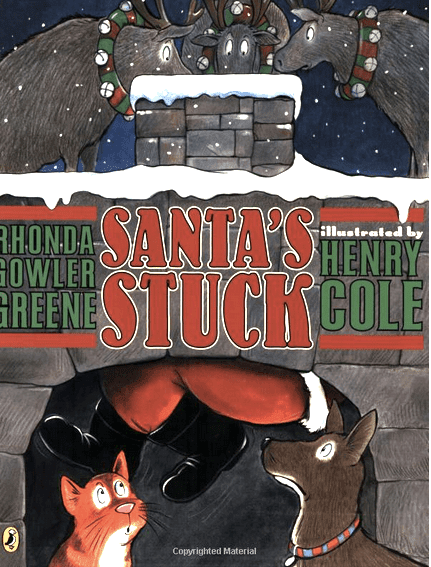 Kids' Books: Santa's Stuck. A book review of one of the sweetest Christmas books around. Also includes a link to an amazing free set of Santa's Stuck printables. #Kidsbooks #santasstuck #gradeonederful #christmasbook