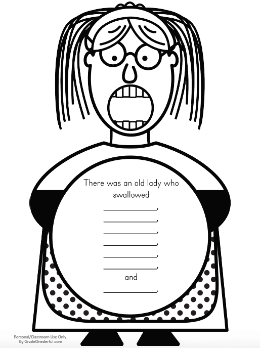 A FREE 7-page UPDATED sequencing printable for The Old Lady Who Swallowed a Bat. GradeONEderful.com