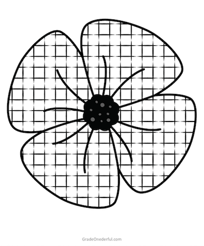 Remembrance Day Colouring Book. This little book includes a large poppy, a cross with poppies, a grid poppy, and an example of how to colour and display the grid poppy. Free! Perfect for Pre-K to Grade 2.