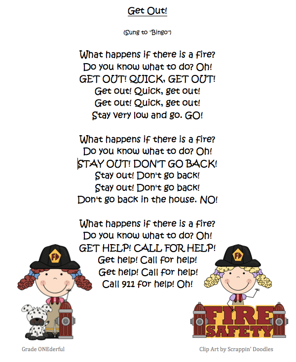 Grade ONEderful: Fire safety poem called Get Out