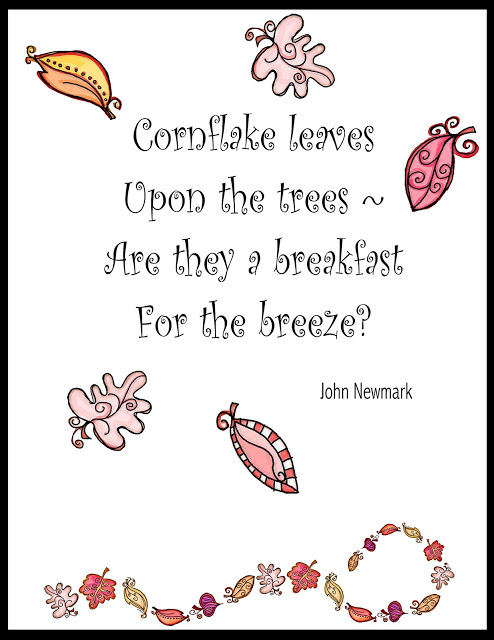 Grade ONEderful: Cornflake Leaves poem by John Newmark with leaf images