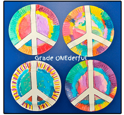 Peace Plates. Remembrance Day art project for Kindergarten to Grade 3 students. Easy to do! #gradeonederful #remembranceday #remembrancedaycraft #peaceplates #remembrancedayart