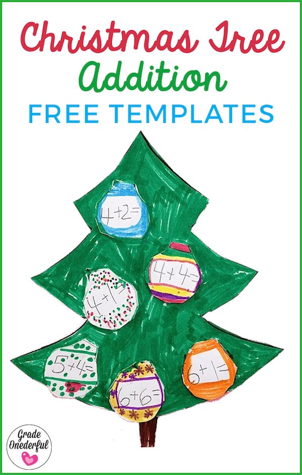 Christmas Tree Addition Freebies: Christmas tree art project and math lesson combined. Perfect for K to 2. Includes free templates AND a free clip art Christmas tree with presents.