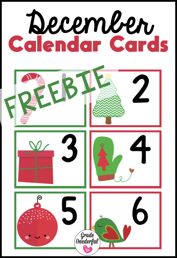 Free December Calendar Cards for Your Classroom