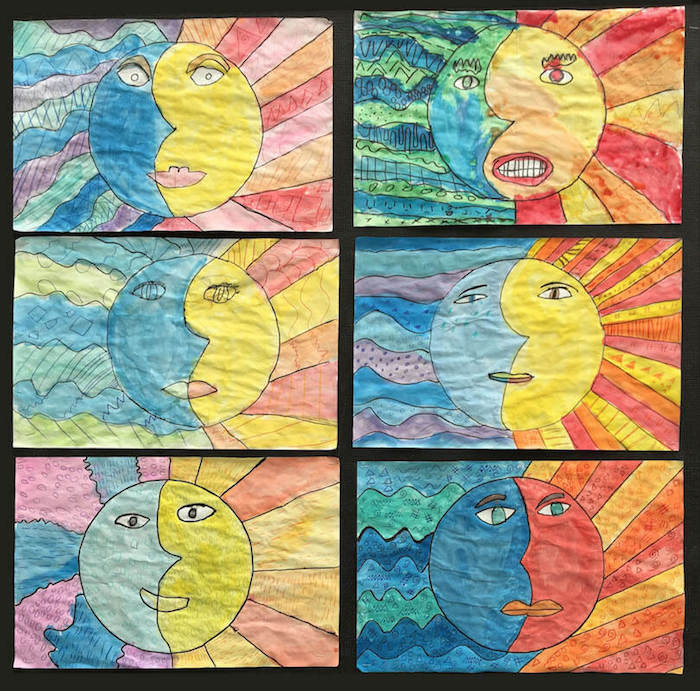 Spring Gallery Art: Sun Moon paintings by Children