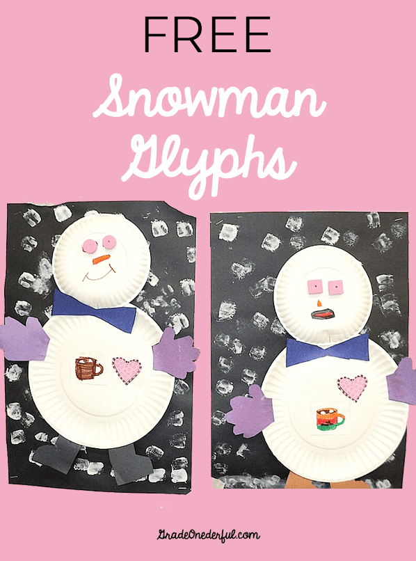 Snowman glyphs in first grade! FREE template.