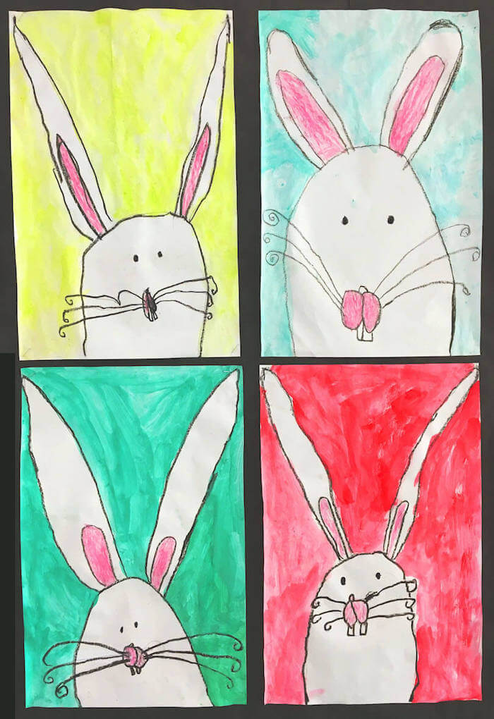Spring Art Gallery: Bunnies by a 1st Grade Class