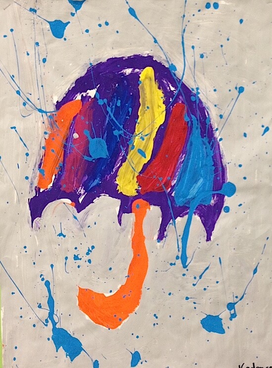 Autumn art activity splatter paint umbrellas