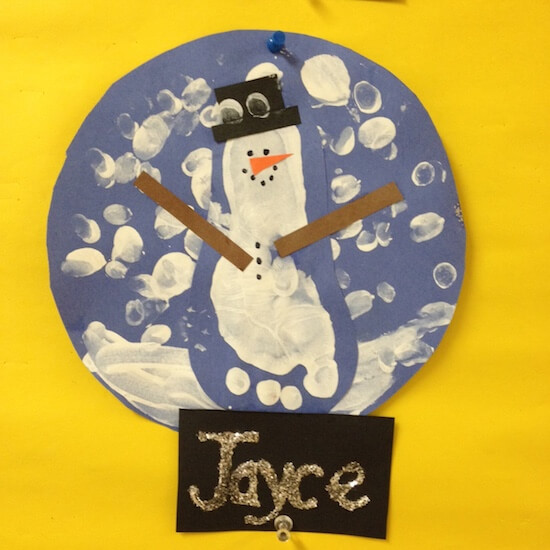 Christmas art activities Footprint snow globe art project