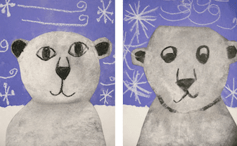 Polar Bear art from ARTventurous Snow Bear book review and follow-up activities you don\'t want to miss!