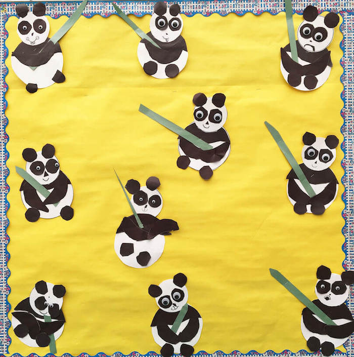 Spring Gallery Art: Panda Bears by a 1st Grade Class