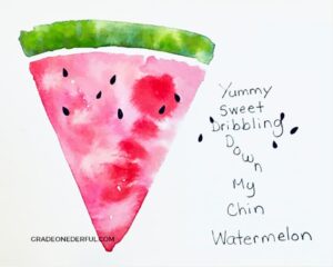 Watermelon Poem and Watercolor. Combining Art and Poetry