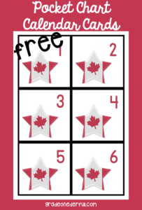 FREE Canadian flag pocket chart calendar cards