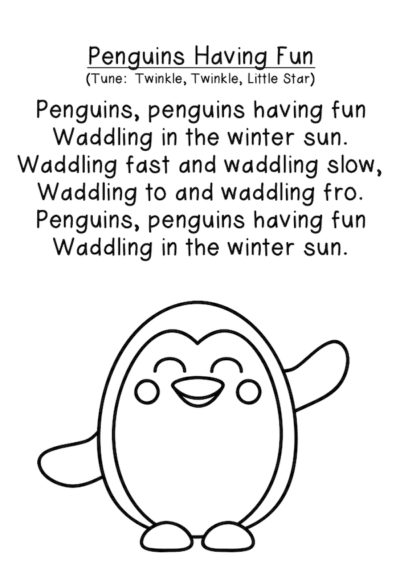 Penguins having fun poem. Free.